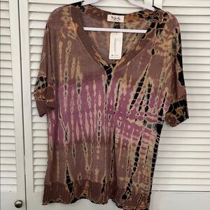 Mystic Multicolor Tie-Dye V-Neck Blouse